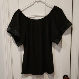 Express drapey blouse with satin lined sleeve